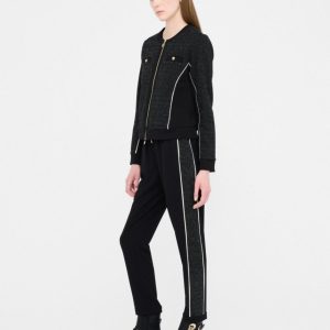 Pantalone donna in felpa con dettagli bouclé lurex®