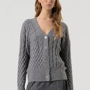 Cardigan regular con punto treccia