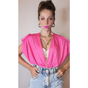 Maglia body in lycra con scollo profondo ed inserti oro!