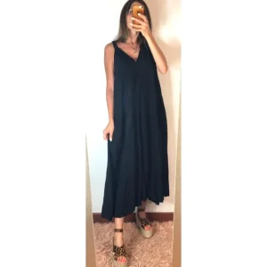 Vestitone 100% viscosa con spallina arricciata: NERO!