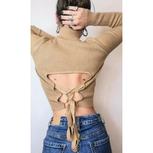 Maglione open toe sulla schiena: CARAMELLO!