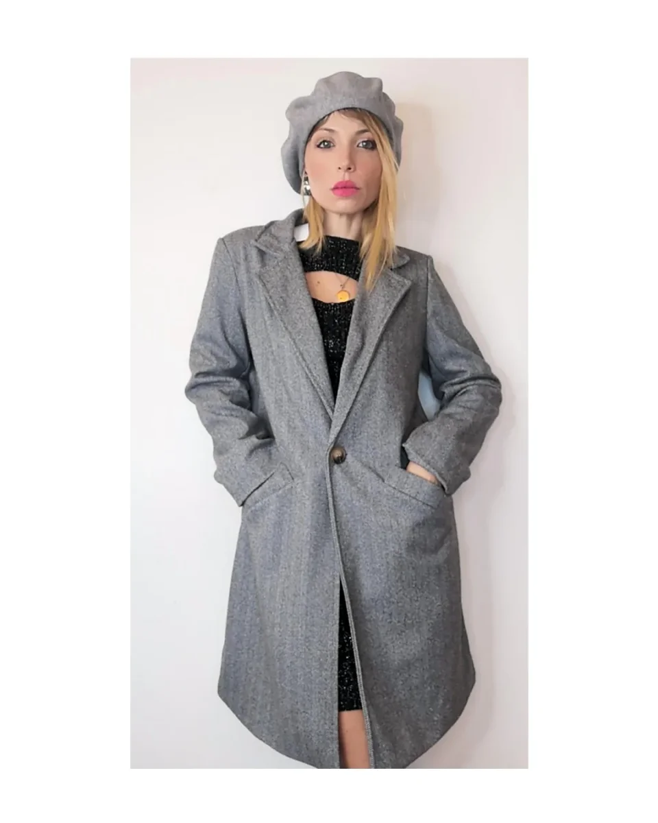 Cappotto corto spigato, GRIGIO! - immagine 3