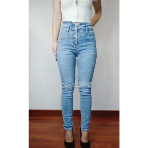 Jeans corpetto a V e 5 bottoni: L!