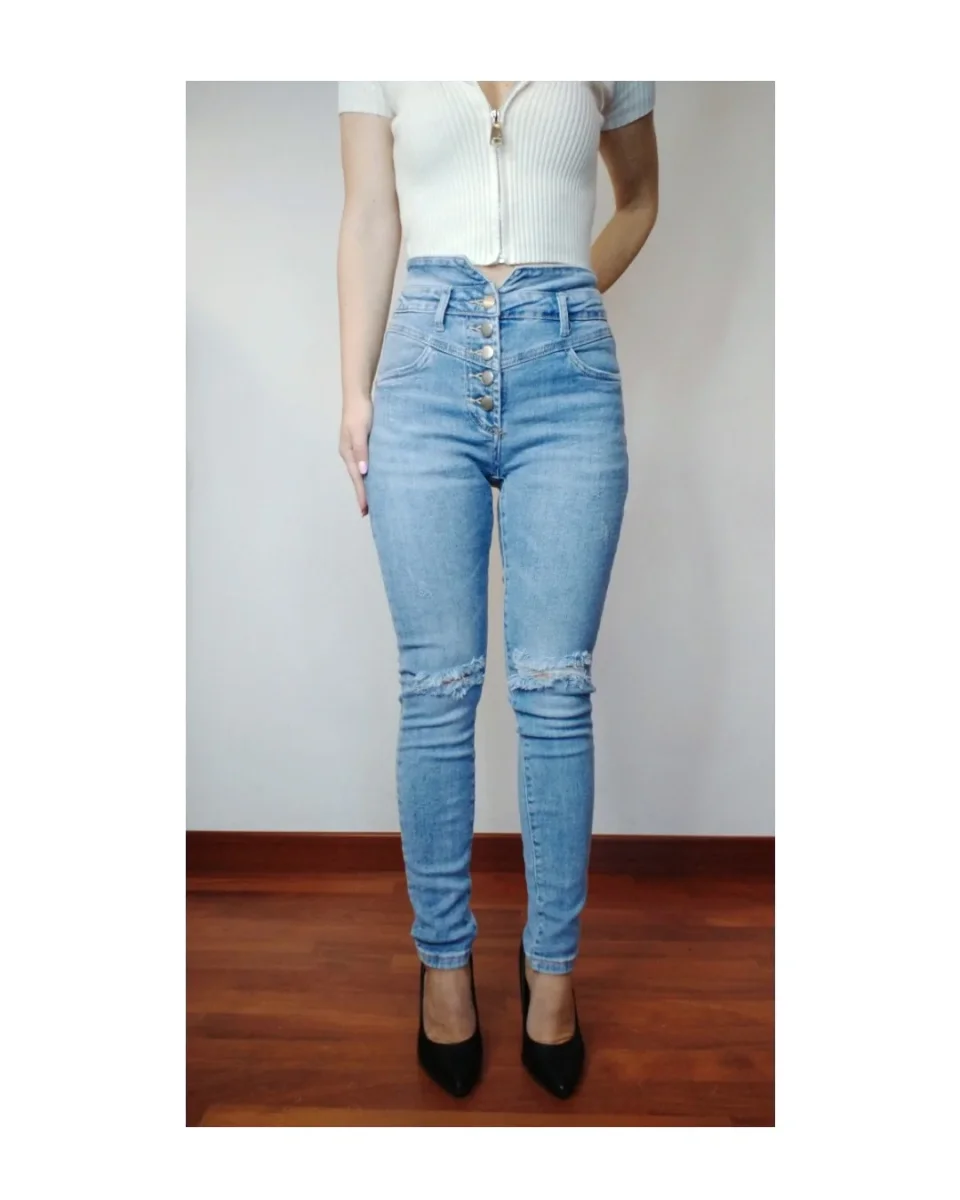 Jeans corpetto a V e 5 bottoni: L! - immagine 2