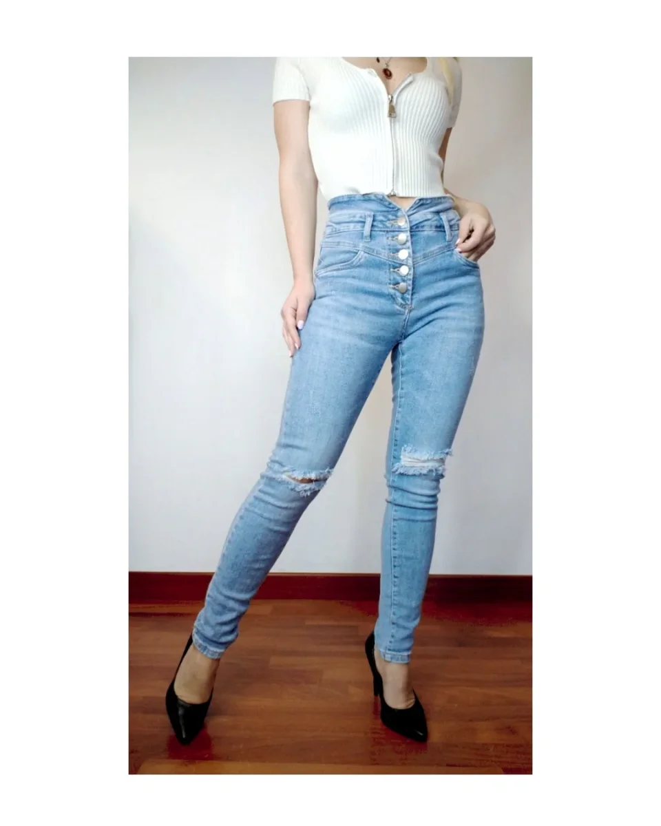 Jeans corpetto a V e 5 bottoni: L! - immagine 3