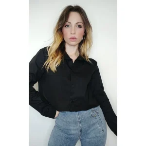 Camicia crop basic 95% cotone manica lunga!
