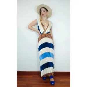 Vestito satin plissé palette blu!