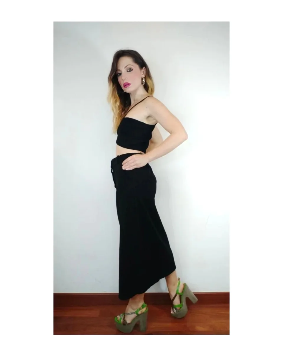 Gonna longuette 90% cotone, NERO! - immagine 5