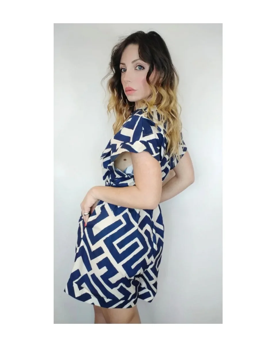 Tuta corta intera lino & cotone, ETNICA BLU! - immagine 4