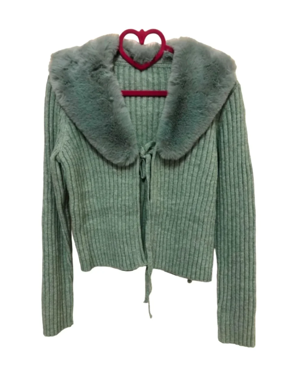 Cardigan colletto ecofur 45% viscosa! - immagine 2