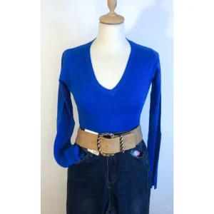 Maglione 55% viscosa liscio tinta unita, BLU!