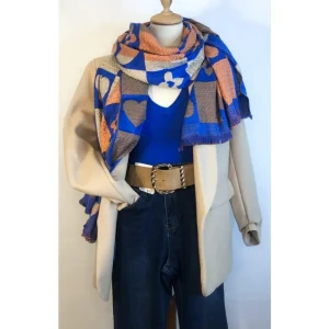 Sciarpa a quadri cashmere,lana,viscosa, FIORI&CUORI!