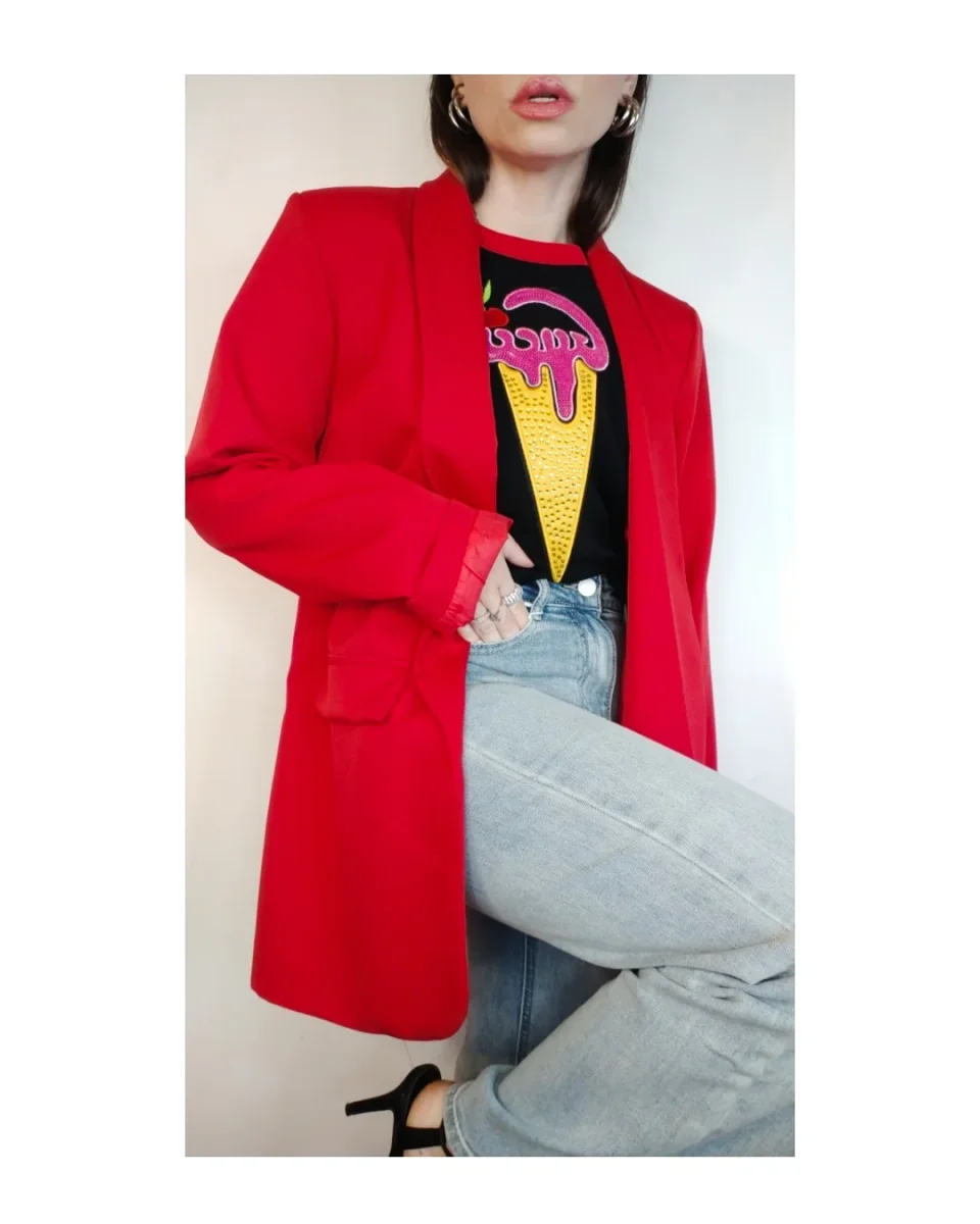 Blazer foderato taglio maschile, ROSSO! - immagine 2