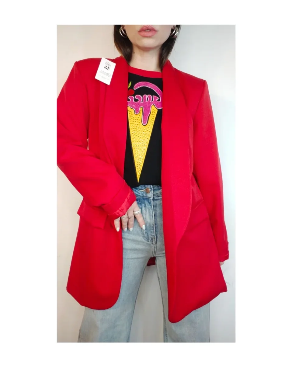 Blazer foderato taglio maschile, ROSSO! - immagine 5