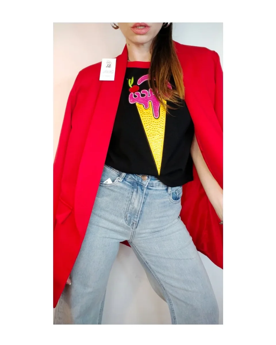 Blazer foderato taglio maschile, ROSSO! - immagine 4