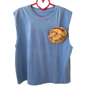 Tshirt 100% cotone smanicata con spilla, LAVANDA!