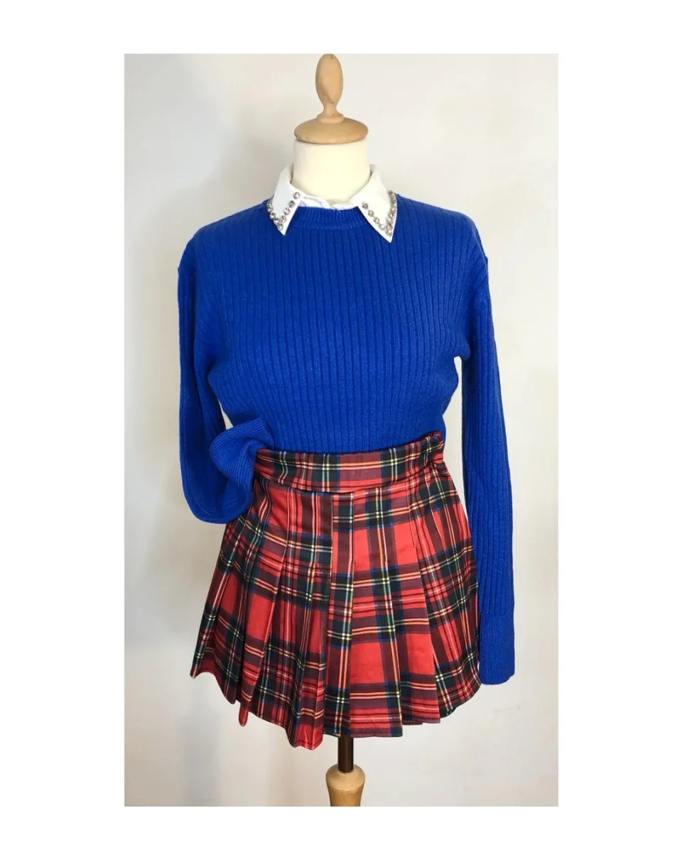 Maglione basic misto viscosa e modal, BLU ELETTRICO! - immagine 2