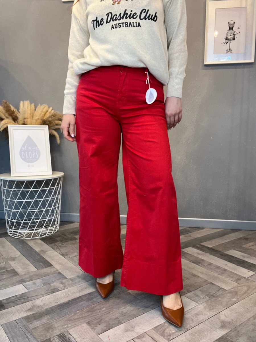 Pantalone wide leg rosso - immagine 8