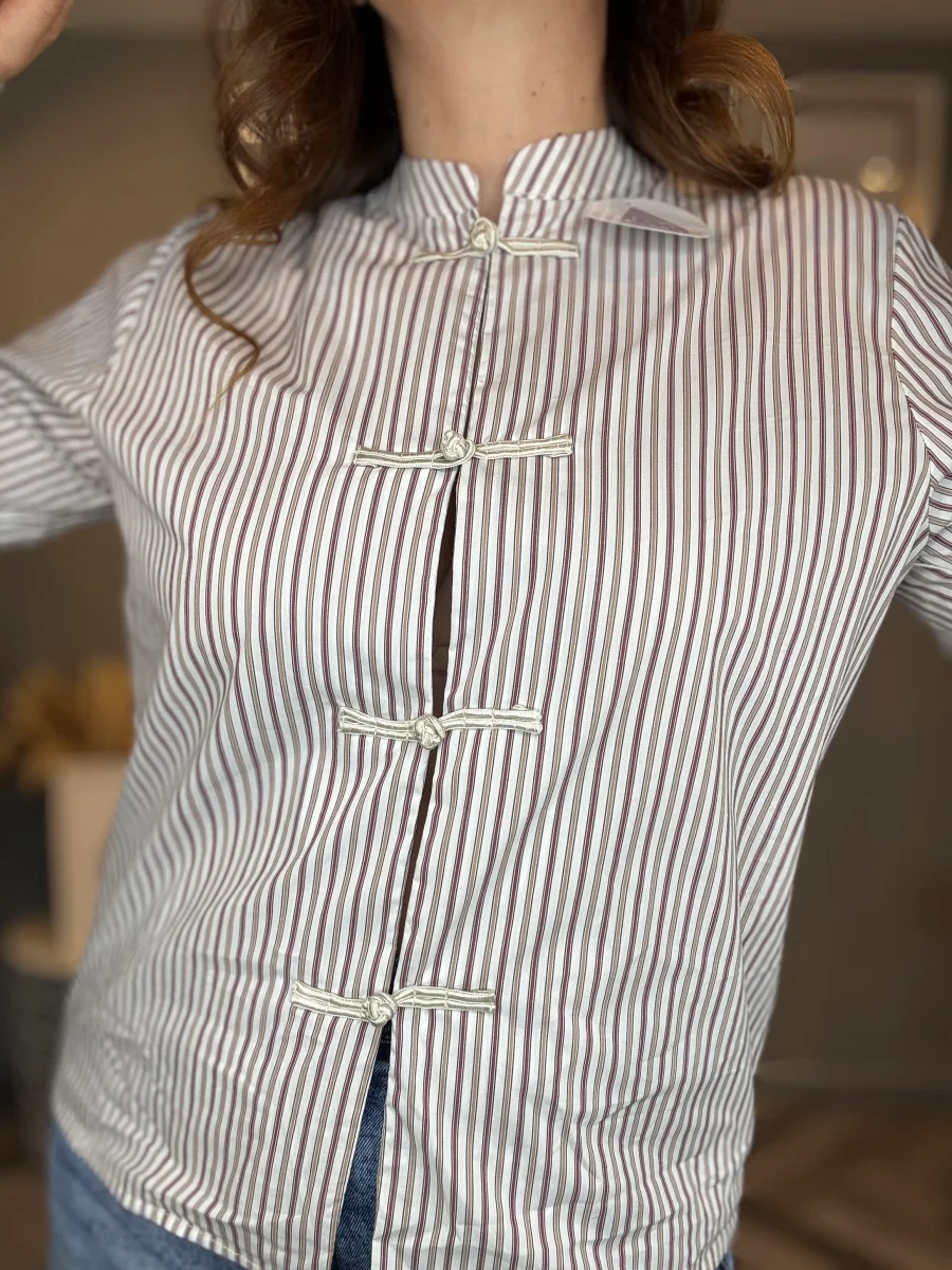 Camicia righe coreana alamari - immagine 7