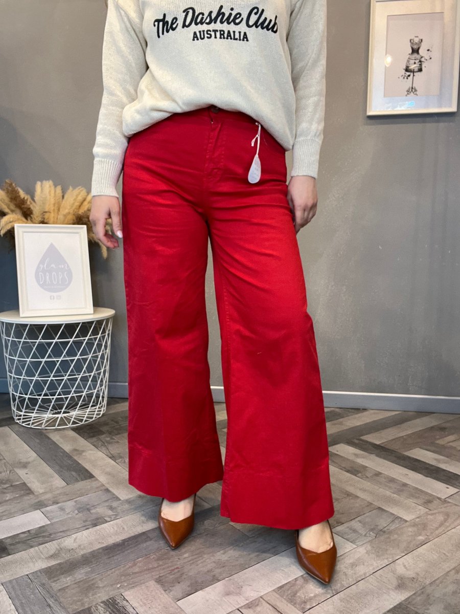 Pantalone wide leg rosso - immagine 3