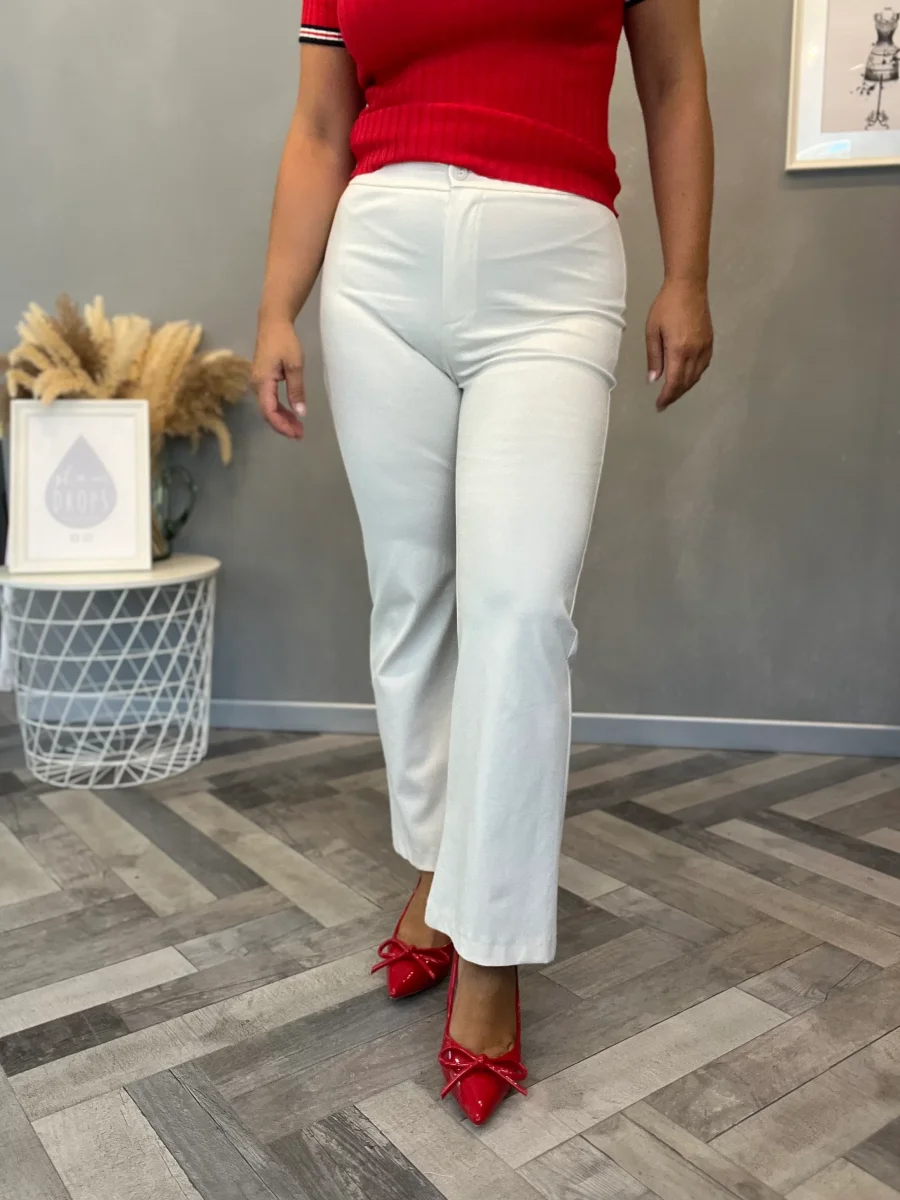 Pantalone trombetta punto Milano panna