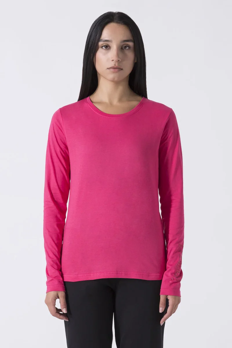 BASIC MAGLIA A MANICHE LUNGHE CON STRASS