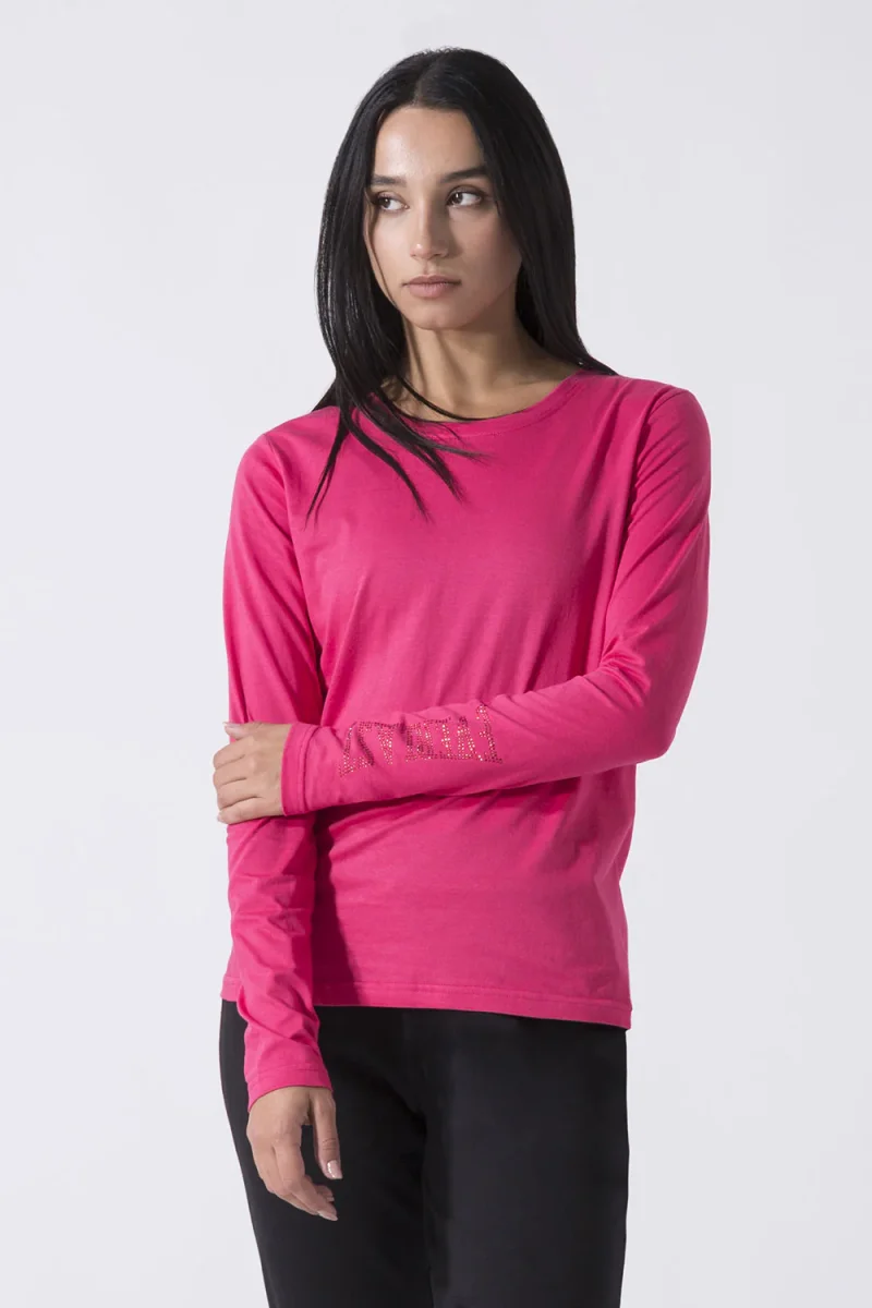 BASIC MAGLIA A MANICHE LUNGHE CON STRASS - immagine 4
