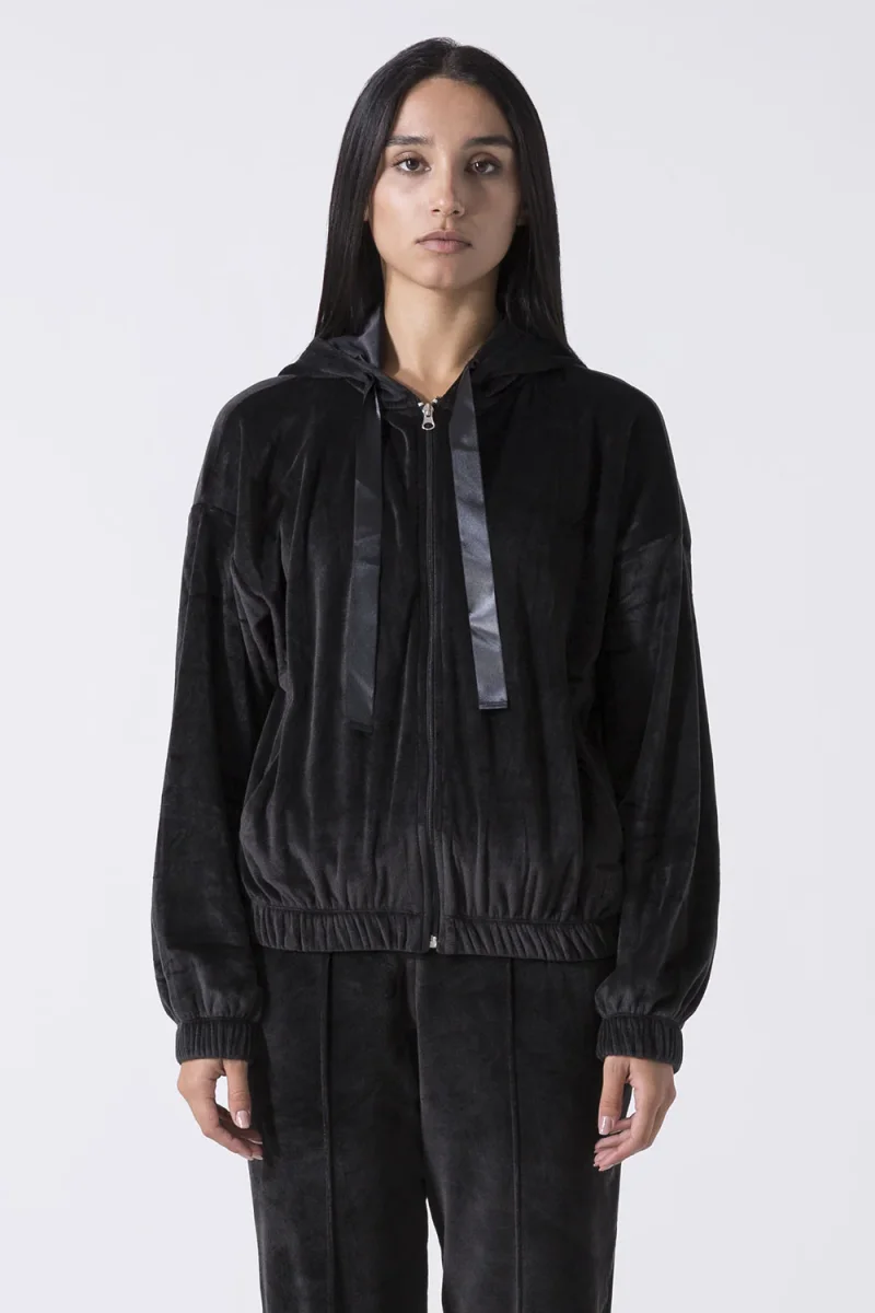 LEISURE GIACCA FULL ZIP CON CAPPUCCIO IN CINIGLIA