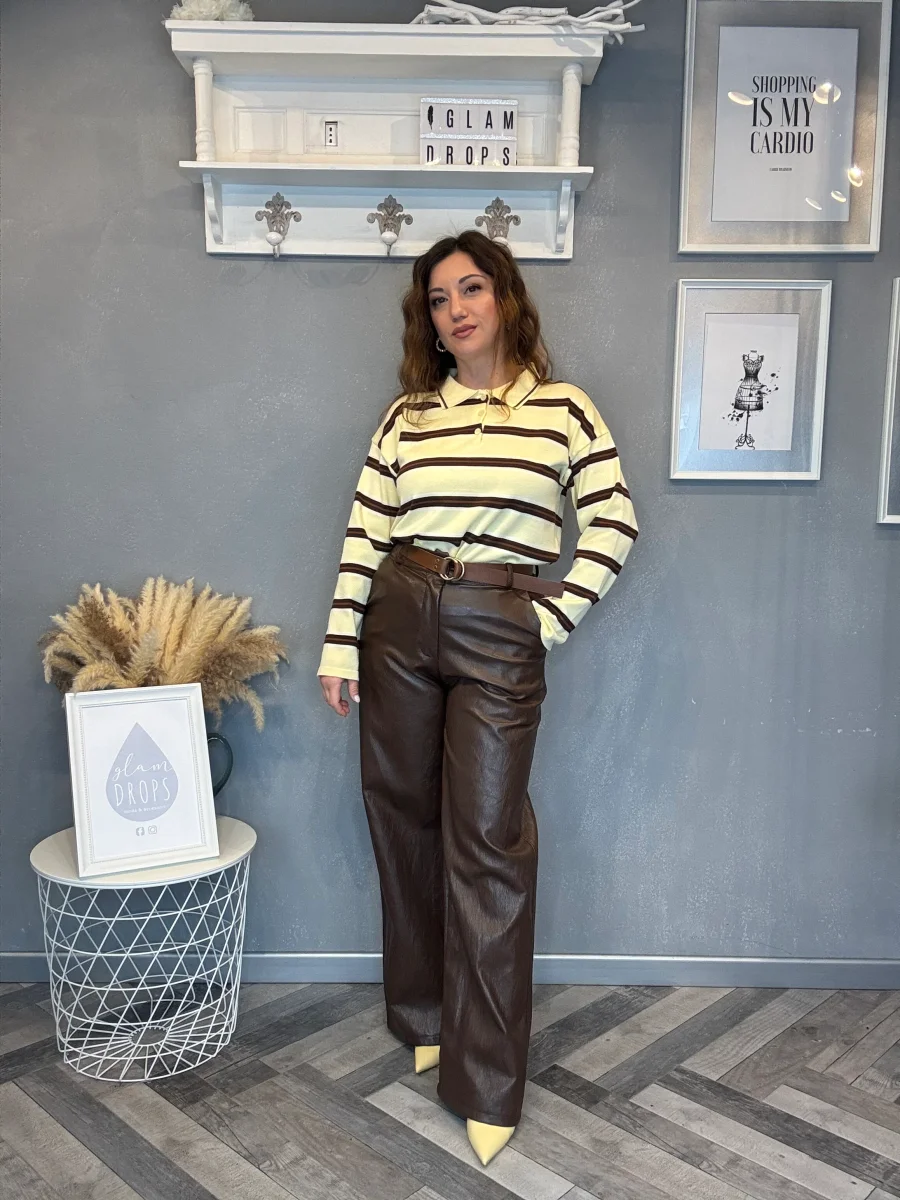 Pantalone ecopelle cioccolato - immagine 6
