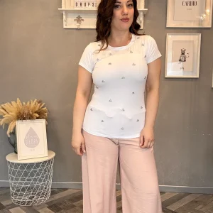 T-shirt basic con applicazioni gioiello