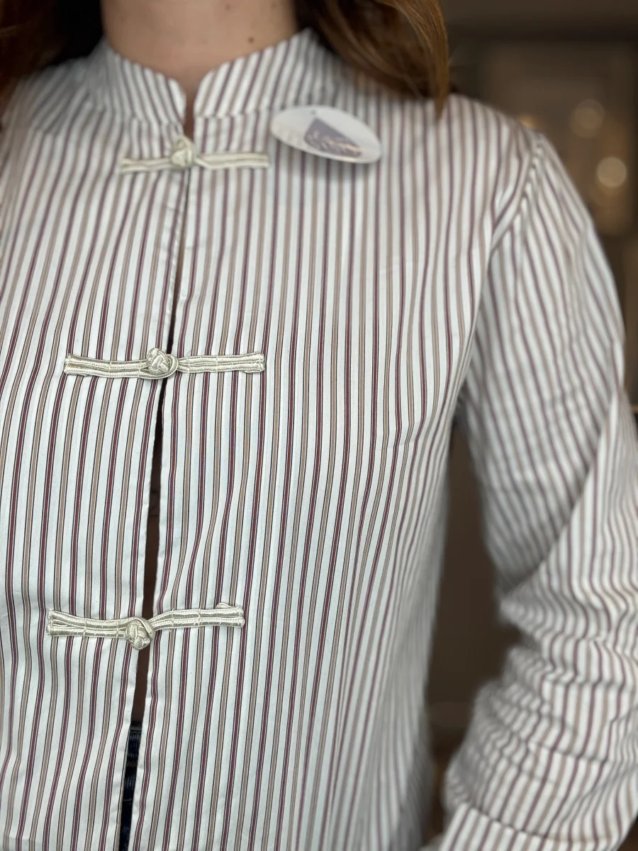 Camicia righe coreana alamari - immagine 5