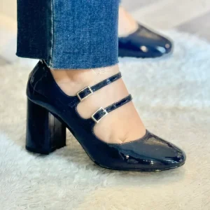 Mary Jane in vernice con tacco punta tonda