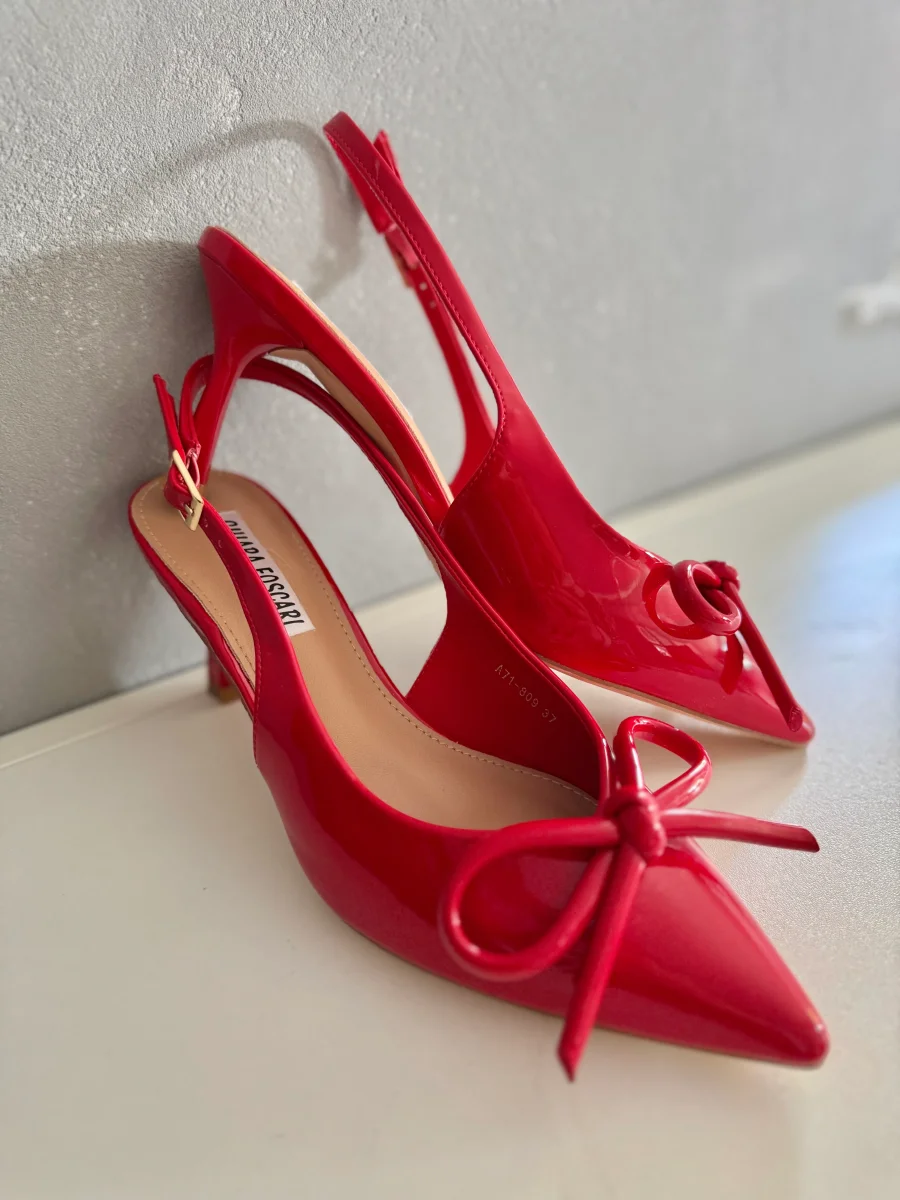 Décolleté Slingback fiocco in vernice - immagine 4