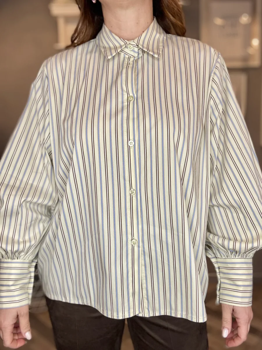 Camicia giallo pastello bacchetta celeste e moro - immagine 3