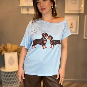 T-shirt bassotti celeste