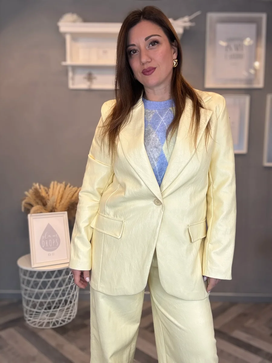Blazer ecopelle giallo pastello