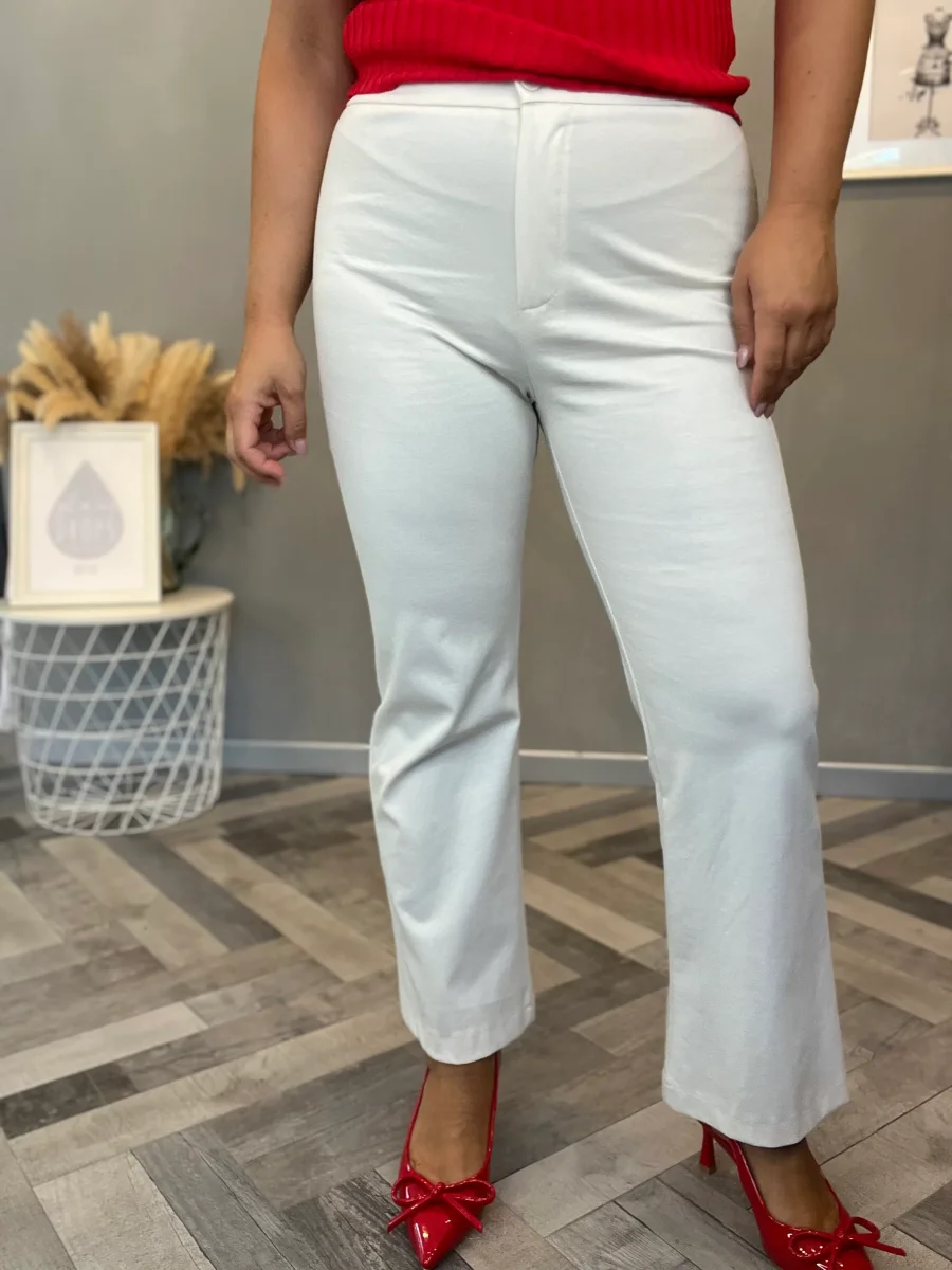 Pantalone trombetta punto Milano panna - immagine 4