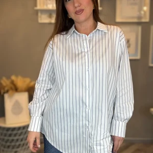 Camicia bianca bacchetta celeste e moro