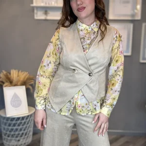 Gilet eco suede soft beige