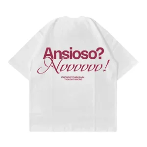 ANXIETY - T-Shirt Bianca Boxy Fit 100% Cotone Made in Italy