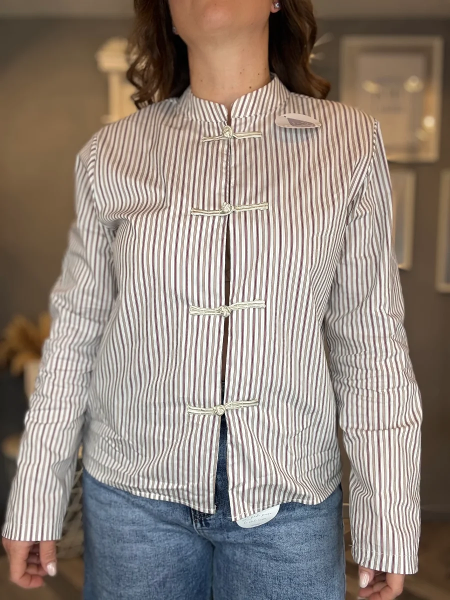 Camicia righe coreana alamari - immagine 3