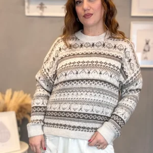 Maglione Jacquard panna