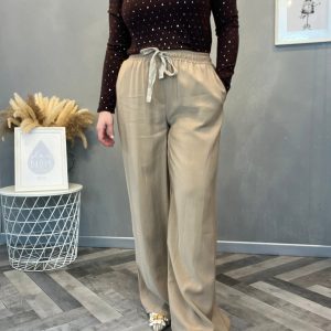 Pantalone fluido beige
