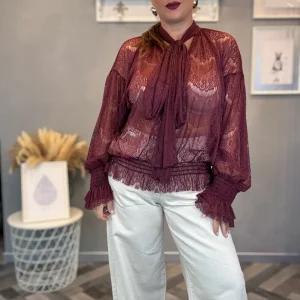 Lumina blusa pizzo bordeaux