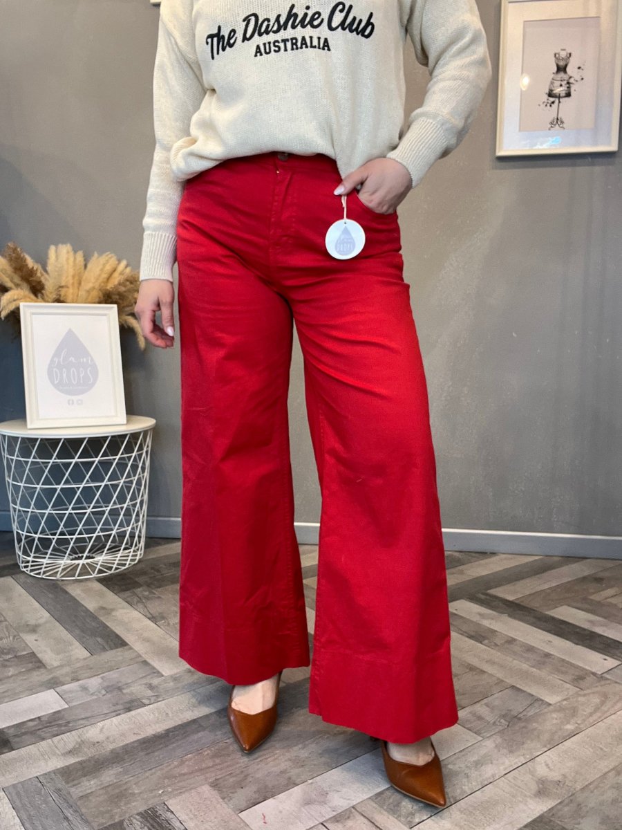 Pantalone wide leg rosso - immagine 6