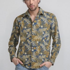 Camicia Uomo a Maniche Lunghe – Stampa Tropicale –