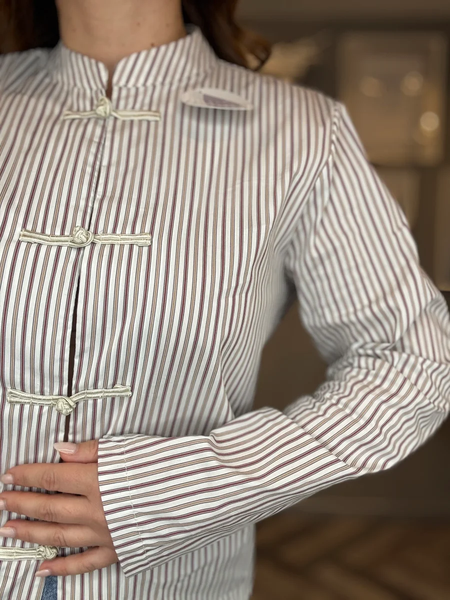 Camicia righe coreana alamari - immagine 4