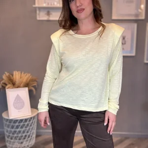 Maglia soft spalline giallo pastello
