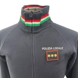 FELPA BLU FULL ZIP TRICOLORE POLIZIA LOCALE