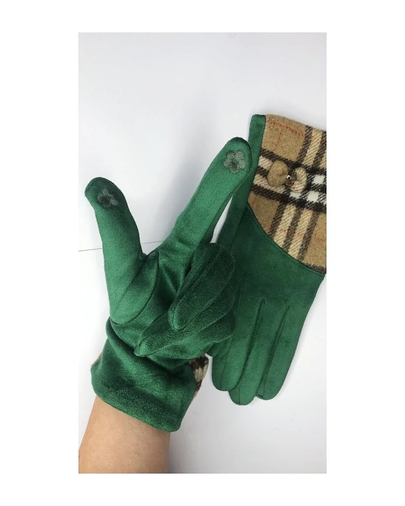 Guanti touchscreen in suede con check con fiocco! - immagine 3